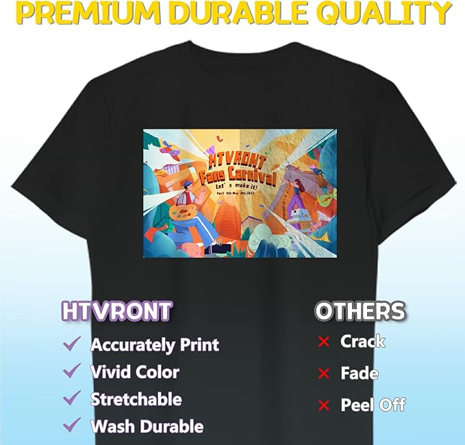 HTVRONT Heat Transfer Paper for Dark T Shirts -50 Pack 8.5x11" Iron on Transfer - Image 2