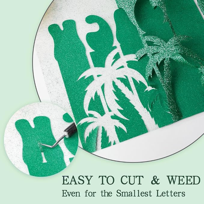 guangyintong Glitter Green Heat Transfer Vinyl HTV Rolls, 2 Rolls 12" x 12ft - Image 5