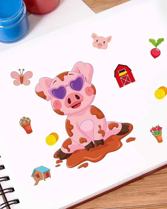 Aowplc 48 Sheets Farm Animal Make‑a‑Face Stickers - Image 7