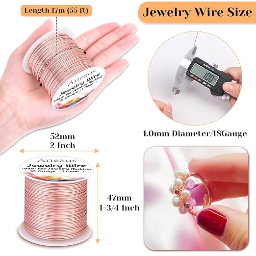 18 Gauge Jewelry Wire for Jewelry Making, Anezus Rose Gold Craft Wire Tarnish - Image 2