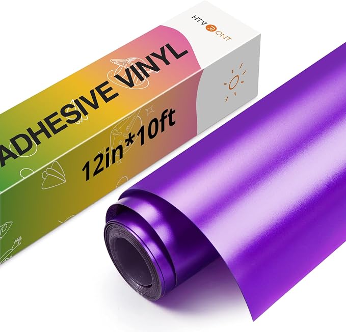 HTVRONT Purple Metallic Vinyl, 10FT x 12" Matte Purple Permanent Vinyl Roll | by HTVRONT