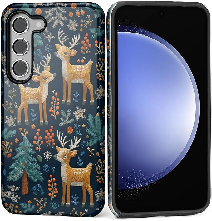 Case for Samsung Galaxy S23 Plus Case, Cute Christmas Reindeer Design Hybrid by Kapadiy