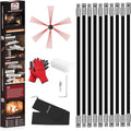33 Feet Chimney Sweep Kit, Chimney Cleaning Kit with 10 Flexible Black Chimney Rods, Chimney Brush for Sweeping Fireplace, Rotary Chimney Cleaning System Driven by Drill