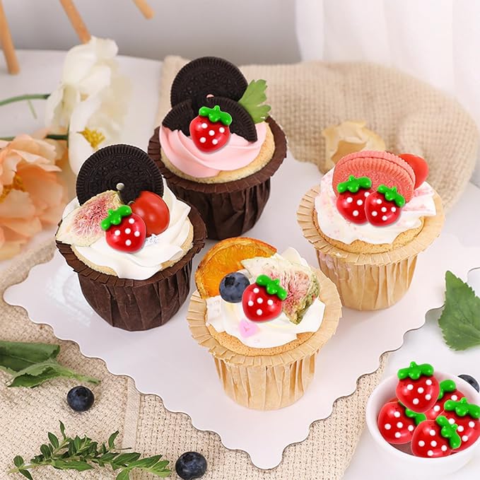 60 Pieces Tiny Strawberry for Dollhouse Miniatures Resin Food for Crafts Mini - Image 6