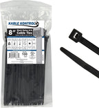 Kable Kontrol Heavy Duty Cable Zip Ties 100 Pcs 8 Inch Black, 120 Lbs Tensile by KABLEKONTROL%C2%AE