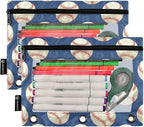 Baseballs Ball on Blue Pencil Pouch - Image 2