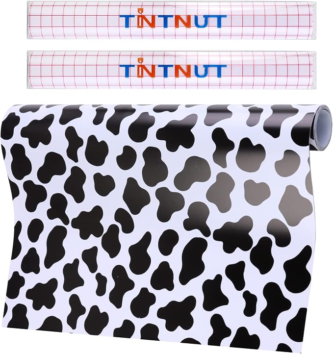 Tintnut Cow Spots Permanent Vinyl Cowhide Adhesive Vinyl Roll 12in x 5ft | by Tintnut