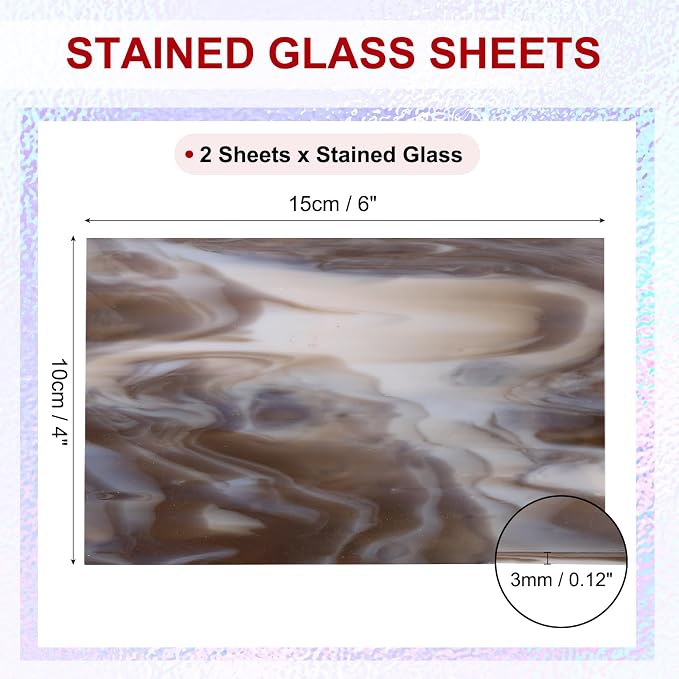 PATIKIL 4 x 6 Inch Transparent Stained Glass Sheets, 2 Sheets Mosaic Glass - Image 2