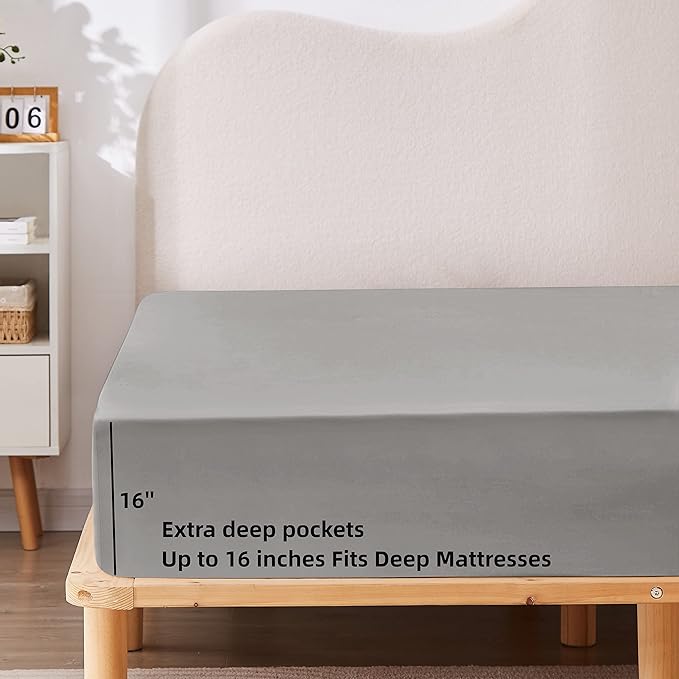 HBHLFZ Twin Fitted Sheet Only, Soft Breathable Bottom Sheet - Image 3
