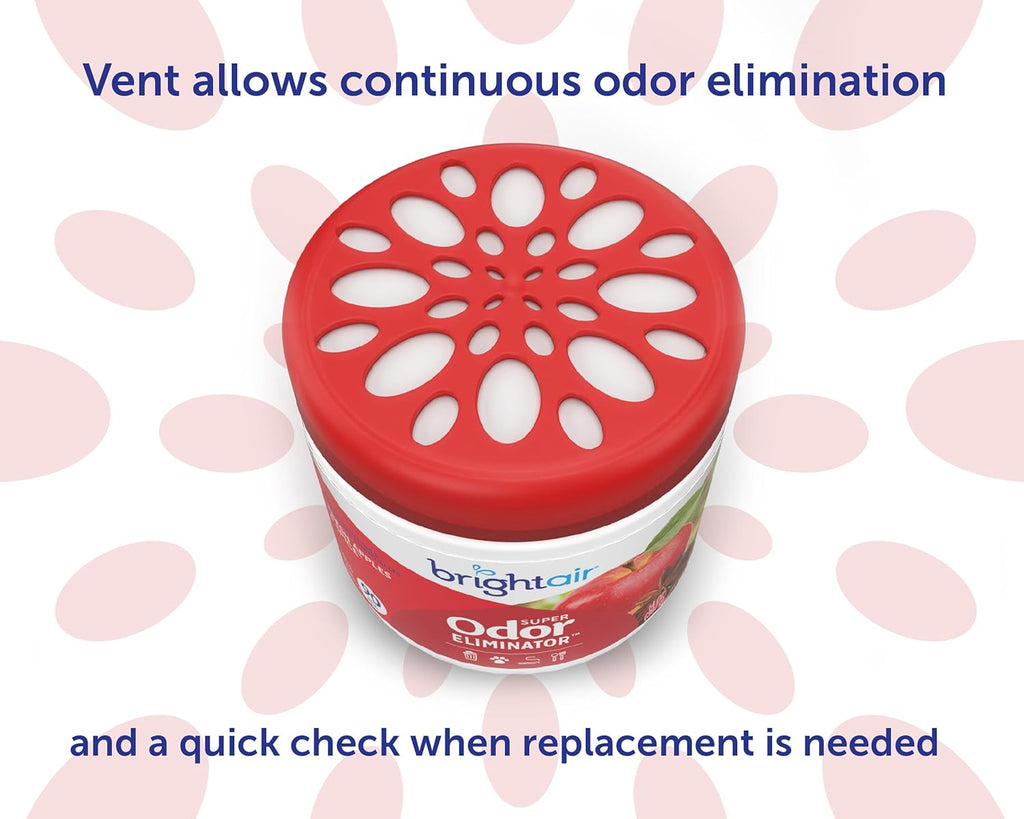Bright Air 14 oz. Super Odor Eliminator, for Medium-Size Spaces, Fresh Apples & Spice Scent, Case of 6, Lasts Up to 90 Days Each