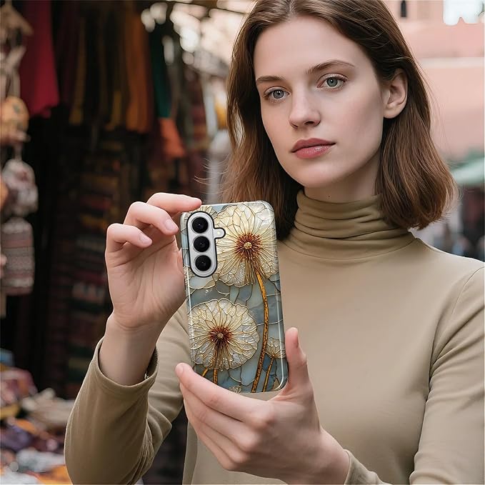 for Samsung Galaxy S26+ Case, Dandelion Stained Glass Pattern Glossy 2 in 1 - Image 6