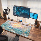 Desk Mat Gaming Abstract Ocean Desk Pad Large Mouse and Keyboard Pad, Faux - Image 7