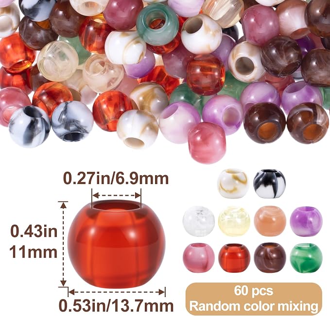 Pndeyo 60pcs Round Acrylic Beads - Image 2