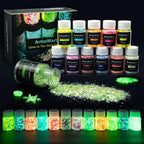 Glow in the Dark Glitter, 12 Colors Chunky Glitter by ArtistMart