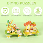 LOMIMOS 3D Cartoon Puzzles for Kids，6 House Building Kit Creative DIY Jigsaw - Image 3