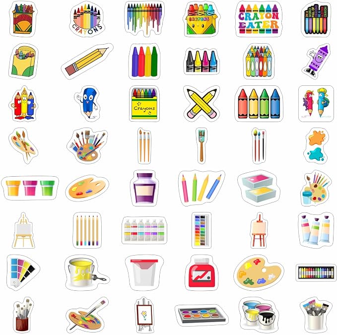 BulbaCraft 100Pcs Art Stickers, Crayon Stickers, Paint Laptop Decals, Painting - Image 4