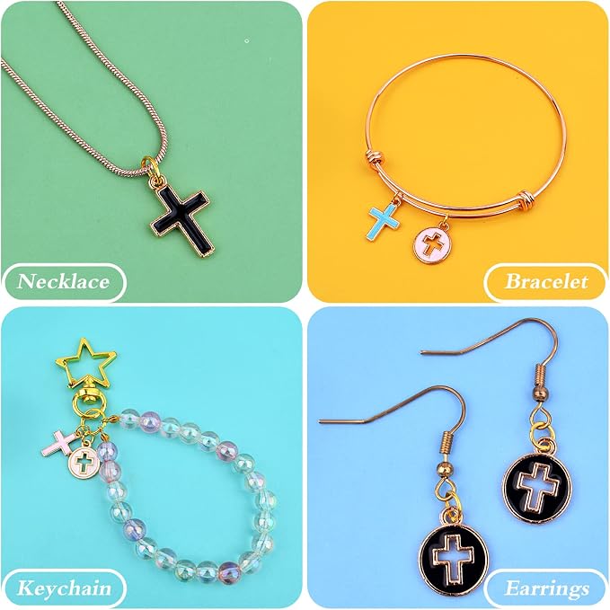 Aylifu 40pcs 2 Styles Enamel Cross Charms Alloy Religious Cross Crucifix Jesus - Image 4