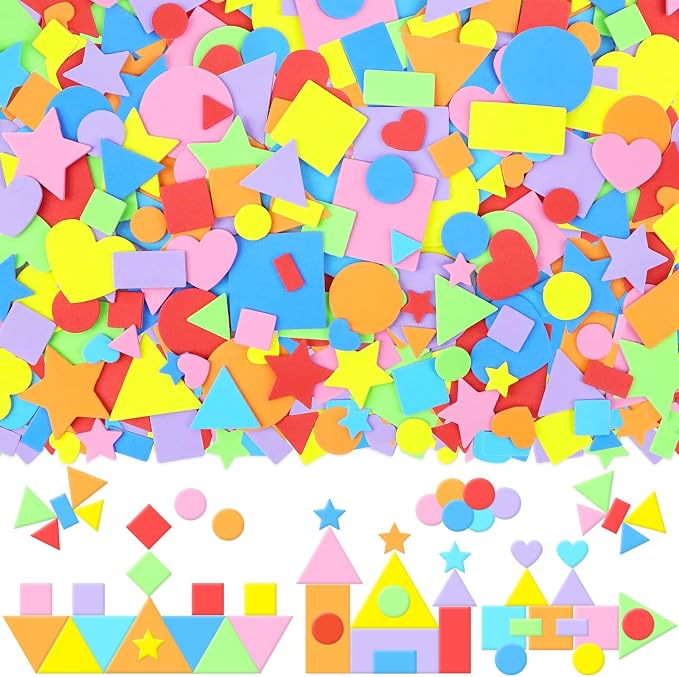 1620Pcs Foam Stickers Foam Shape Stickers Colorful Self Adhesive, 8 Colors by Unknown