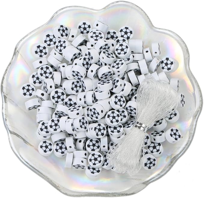 100pcs Sports Polymer Clay Beads Football Beads DIY Jewelry Making - Image 2
