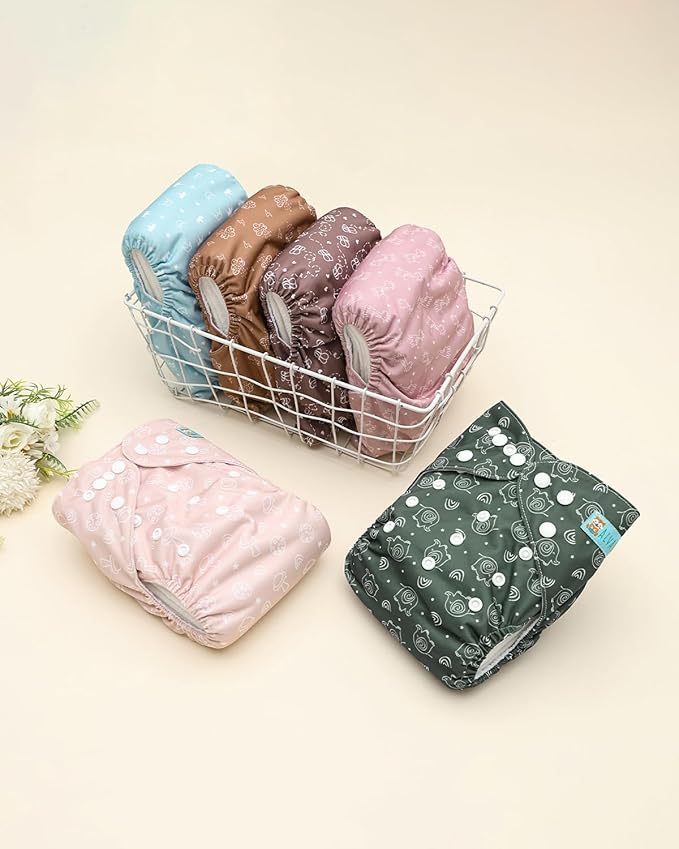ALVABABY Baby Cloth Diapers 6 Pack with 12 Inserts Cloth Diaper Covers Adjustable Washable Reusable for Baby Girls and Boys 6DM129A