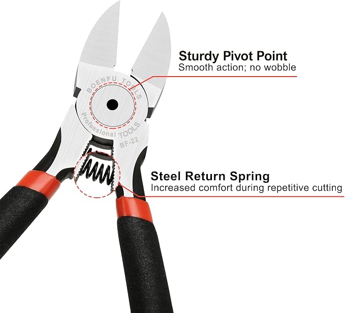 BOENFU Wire Cutters Heavy Duty 5 Pack Side Cutters 6 Inches Wire Snips Flush - Image 5
