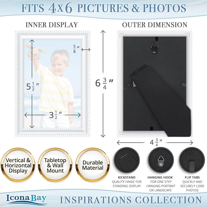 Icona Bay 4x6 Picture Frames, 6 Pack, Contemporary, Inspirations | These Icona - Image 3