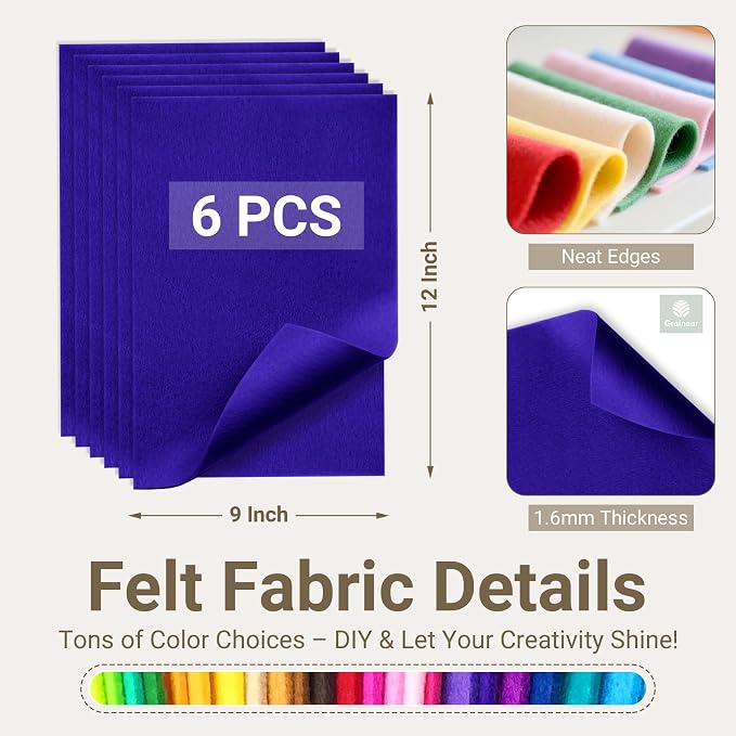 Royal Blue Soft Felt Sheets for Crafts, 1.6mm Thick, Kids' Crafts, DIY Projects - Image 2