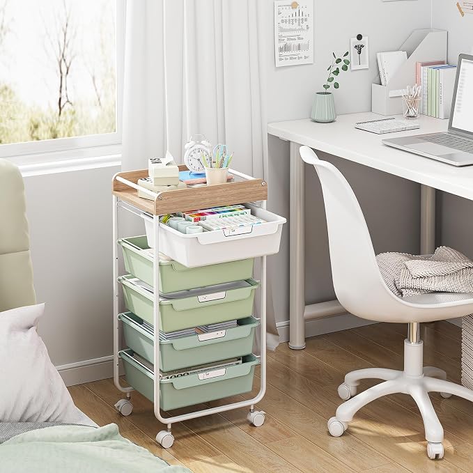 Utility Cart with Drawers, Craft Cart with 5 Drawers, Art Supply Organizer - Image 2