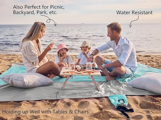 WEKAPO Beach Blanket Sandproof Waterproof, Extra Large Beach Mat, Oversized & - Image 4