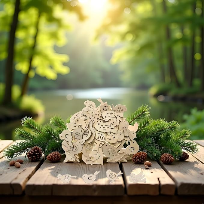 50Pcs Holiday Crafting Supplies and DIY Handmade Ornaments, Natural Unfinished - Image 3