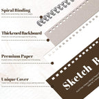 4 Pack Small Sketch Books, 5.5 x 8.5 Inch Mini Sketchbook, 68lb/100gsm Spiral - Image 3