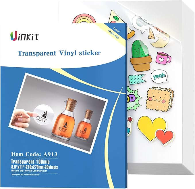 Uinkit Inkjet PET Label Paper A4, Matte White/Clear/Bright White Finishes by UinkitHandicraftsandConservationSpecialist