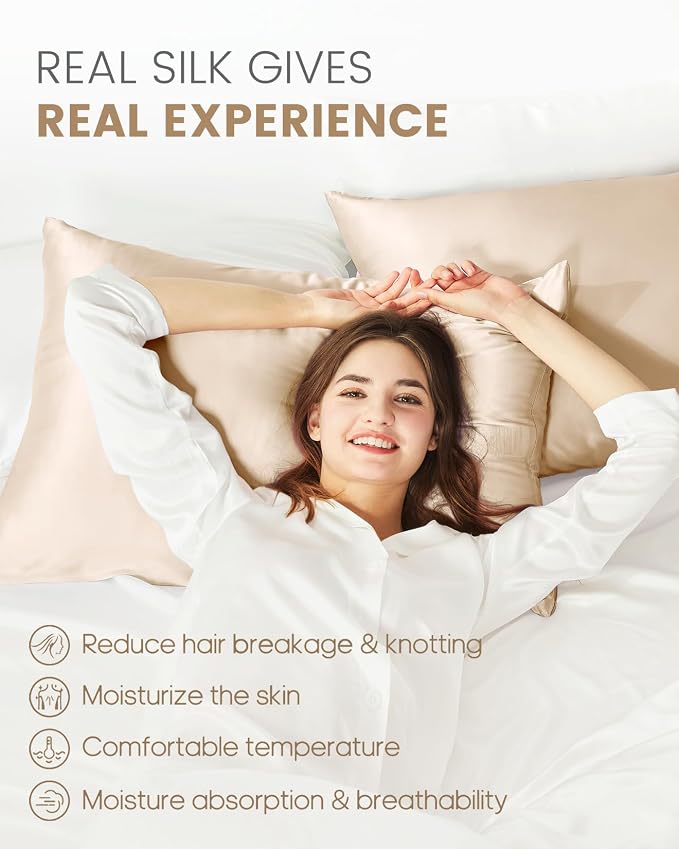 THXSILK Set of 2 Mulberry Silk Pillowcases - Image 3
