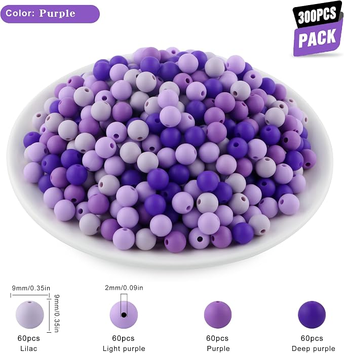 300Pcs Silicone Beads 9mm Mix Color, Bulk Silicone Beads 9mm - Image 2