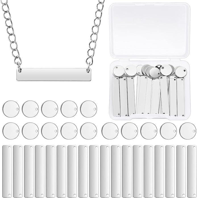 Hicarer 30 Pcs Metal Stamping Blank Tag Pendants, Jewelry Bracelet Stamping by Hicarer