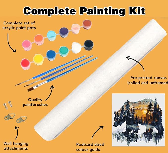 Meothan Paint by Numbers Kit for Adults Beginner 16x16 inch | Forest Bear Adult - Image 5