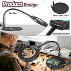 10X Magnifying Glass with Light and Stand, 16.5in Flexible Goose-Neck, 5 Color - Image 2