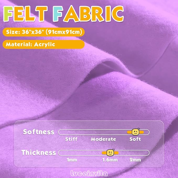 Pastel Lavender 36" X 36" Felt Fabric Sheet - Image 2