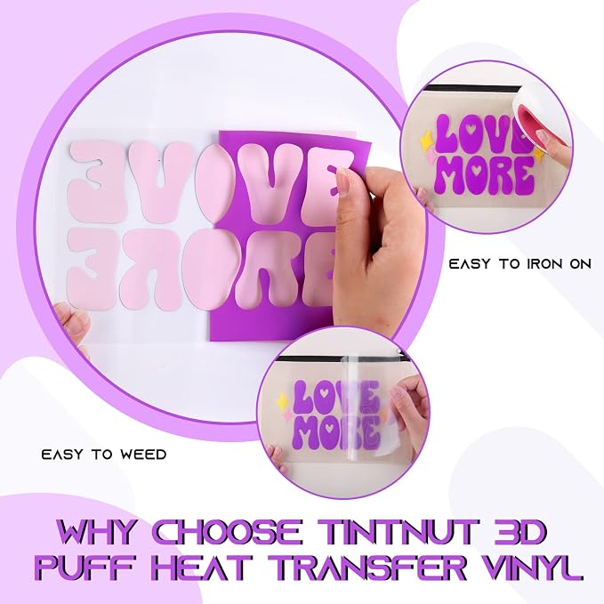 Tintnut Warm Purple Puff Heat Transfer Vinyl Roll, easy cut & weed, stretch - Image 3