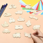 100 pcs Mixed Styles Transportation Theme Undyed Wood Cutout Charms Car Vehicle - Image 5