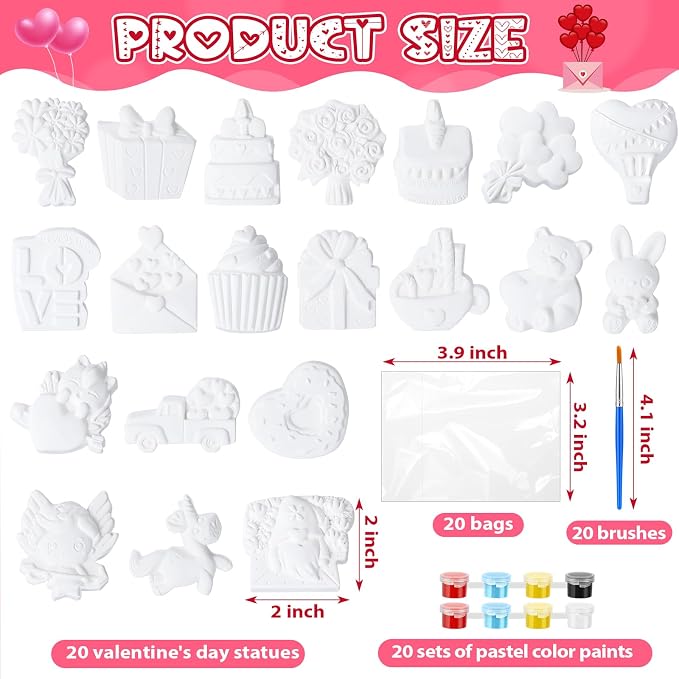 JellyArch 20 Set Heart DIY Painting Kit Ceramic to Paint Your Own Heart Bear - Image 6
