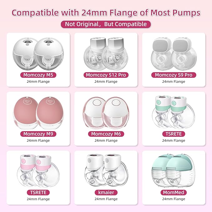Flange Inserts 17mm 8PCS,Wearable Breast Pump Parts Compatible with Momcozy S12 pro/S9 pro/S12/S9/Medela/Spectra/TSRETE 24mm Breast Pump Shields/Flanges,Reduce 24mm Nipple Tunnel Down to 17mm