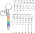 14 Pcs DIY Beadable Keychains Bars Bulk Blank Beaded Metal Keychain by Unknown
