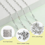 SMYHTGLIF 5 Meters Flat Paperclip Stainless Steel Jewelry Making Chains Silver - Image 2