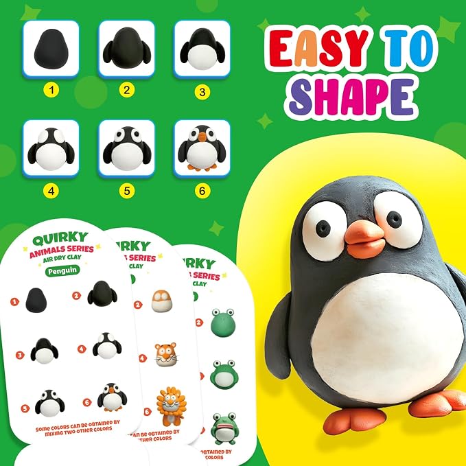 Kasfalci Air Dry Clay Kit for Kids, 12 Animals Modeling Magic Clay Sculpting Set - Image 3