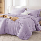 MUXHOMO 7 Pieces California King Comforter Set, Seersucker Bed in a Bag Cal by MUXHOMO