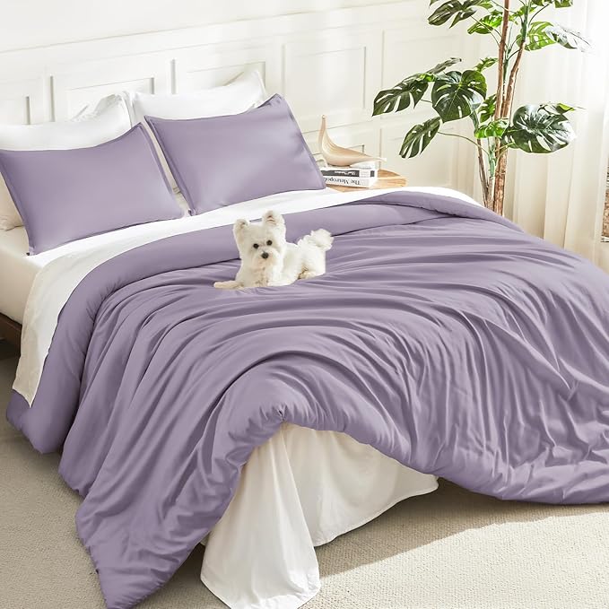 Litanika Grayish Lavender Purple Comforter Set Full Size, 3 Pieces Lightweight by Litanika