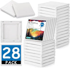 28PCS Mini Canvases for Painting – 4 x 4 in Bulk Small Square Stretched Canvases by FocusoncottonHdviai
