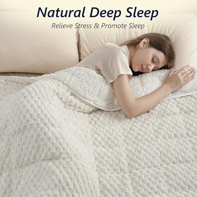 Mr. Sandman Weighted Blankets for Adults Queen Size 15lbs, Warm Sherpa Fleece - Image 3