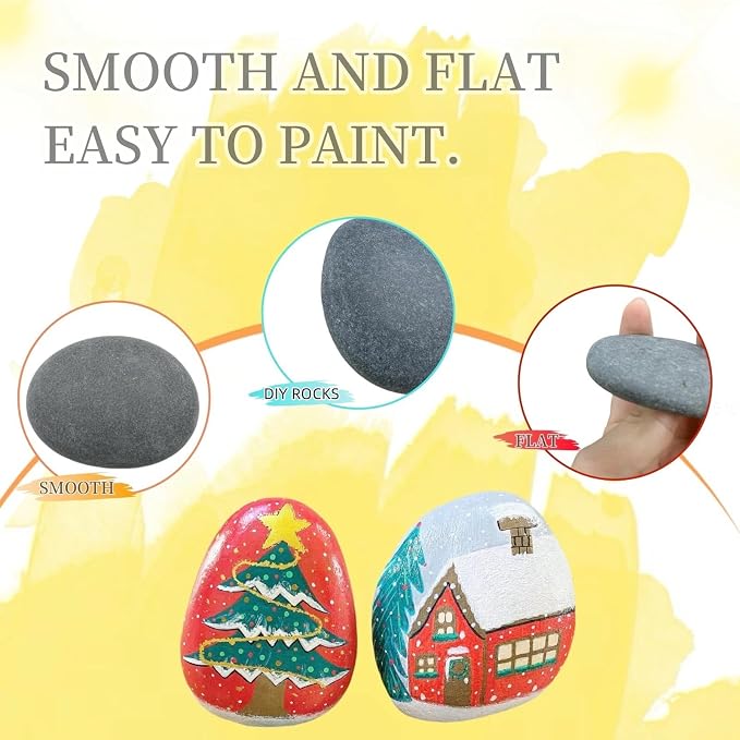 CYLHCM 35 PCS Rocks for Painting, 1.2"-2.0" Flat DIY Painting Rocks, Smooth - Image 4